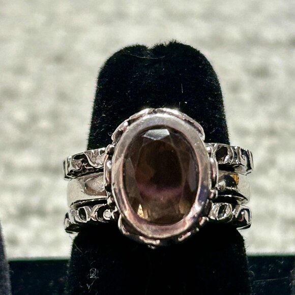 Silpada Smoky Quartz Scroll 925 Sterling Silver Three-Ring Stacking Set - Picture 1 of 3